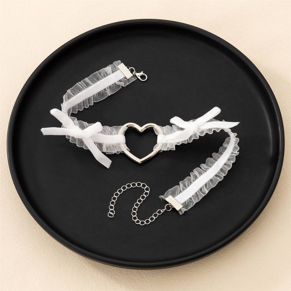 甘いハートリボンチョーカー レース