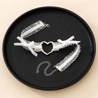 甘いハートリボンチョーカー レース