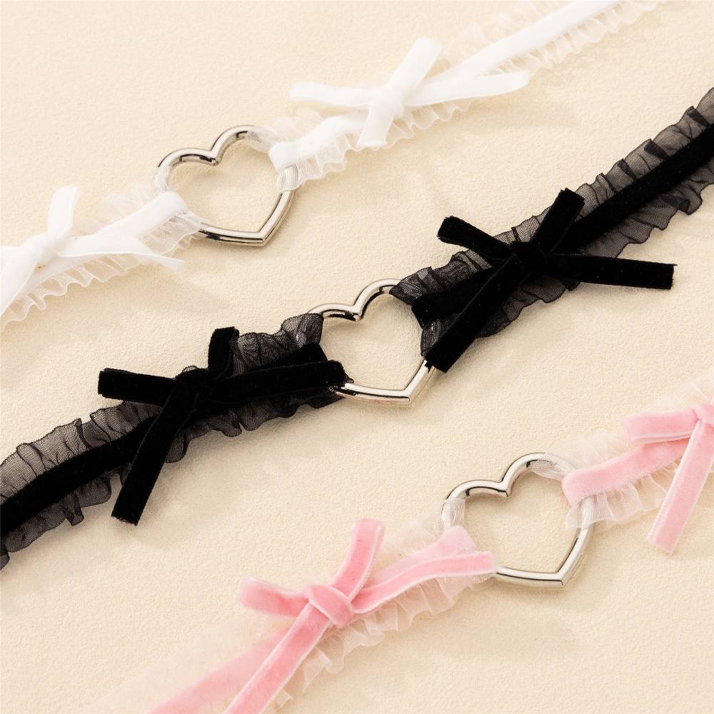 甘いハートリボンチョーカー レース