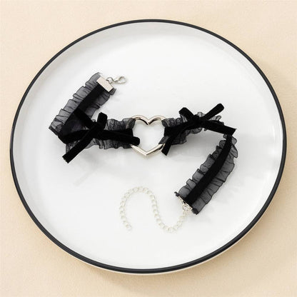 甘いハートリボンチョーカー レース