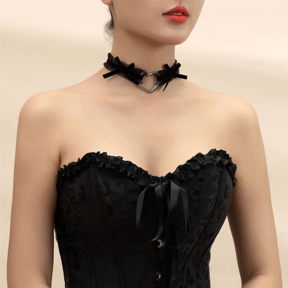 甘いハートリボンチョーカー レース