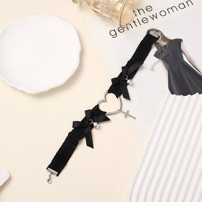 甘可愛いハートクロスチョーカーレース