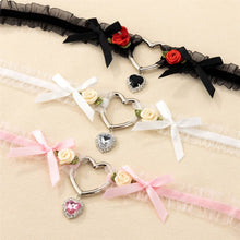 Rose Diamond Heart Ribbon Choker Lace