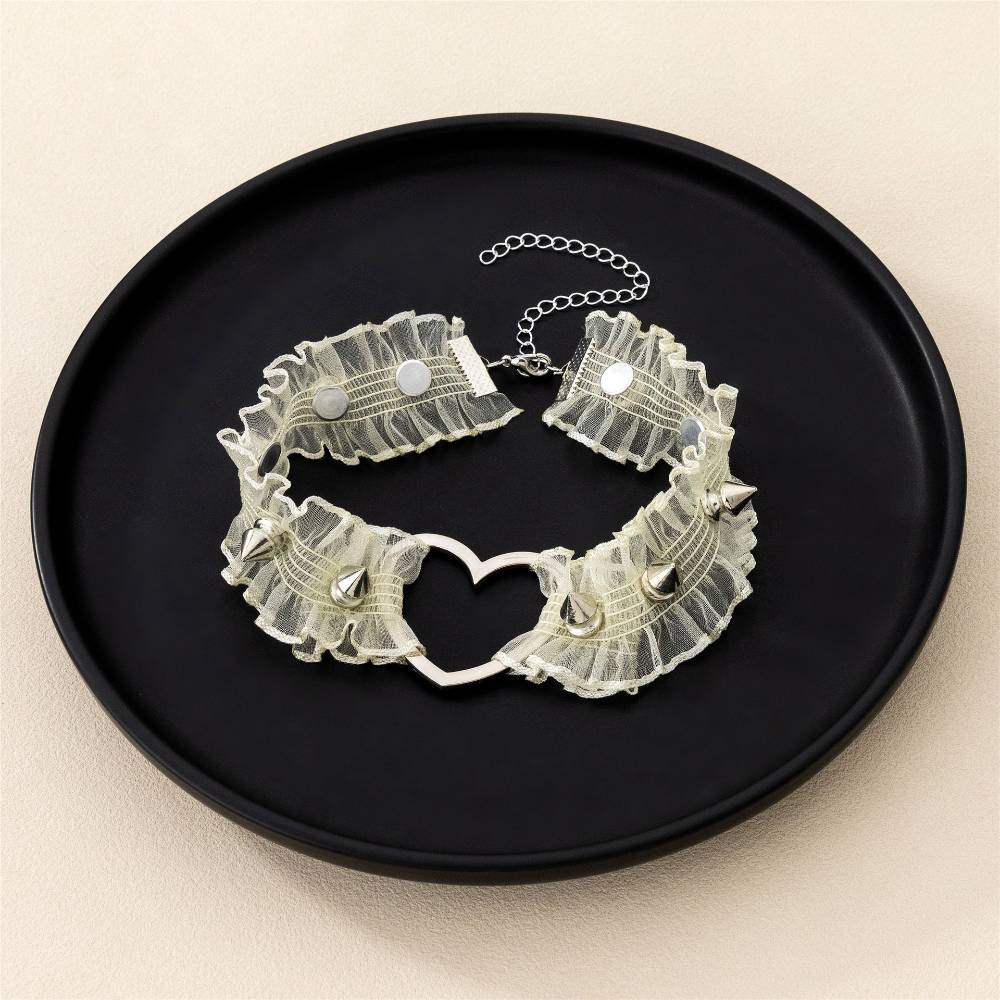 スタッズハートフリル チョーカー レース