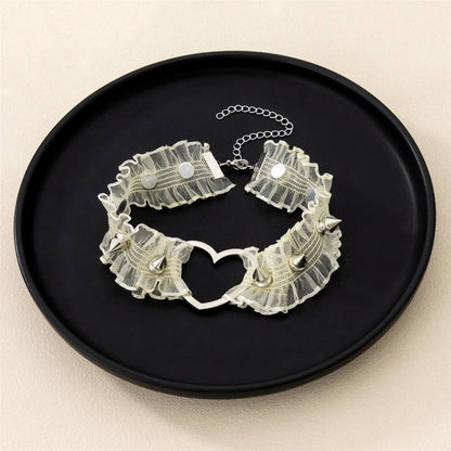 スタッズハートフリル チョーカー レース