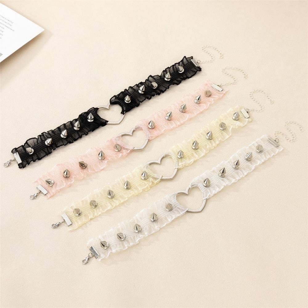 スタッズハートフリル チョーカー レース