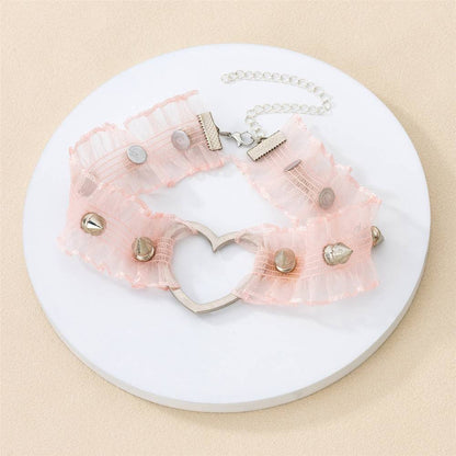 スタッズハートフリル チョーカー レース