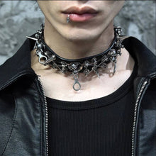 Punk Black Heavy Spiked & Rivet Leather Men's Choker