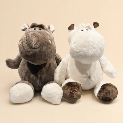 Gray and Cream Brown Hippopotamus Plush Stuffed Animals - Color Pair