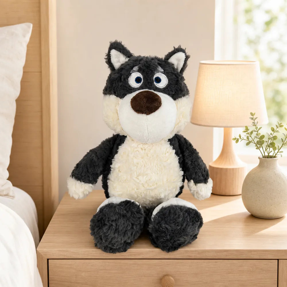 Black Cream Husky Plush Bedside Table Stuffed Animal