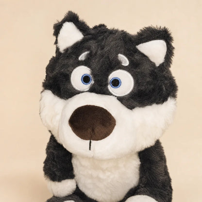 Black Cream Husky Plush Face Detail Stuffed Animal