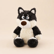 Black Cream Husky Plush Front Sitting Stuffed Animal