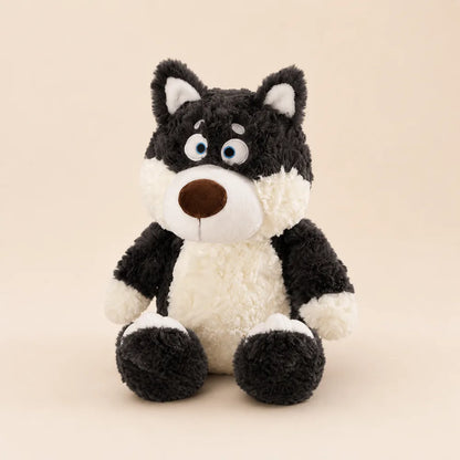 Black Cream Husky Plush Front Sitting Stuffed Animal