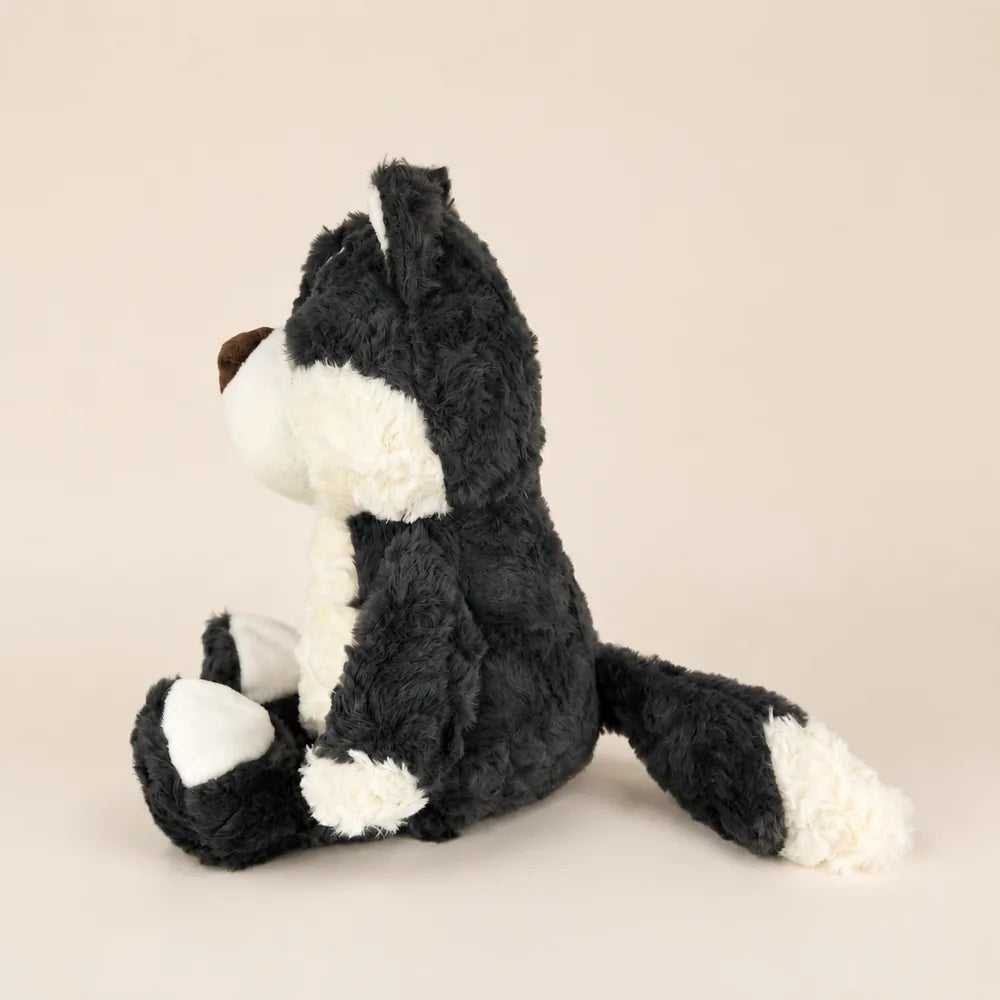 Black Cream Husky Plush Side Profile Stuffed Animal