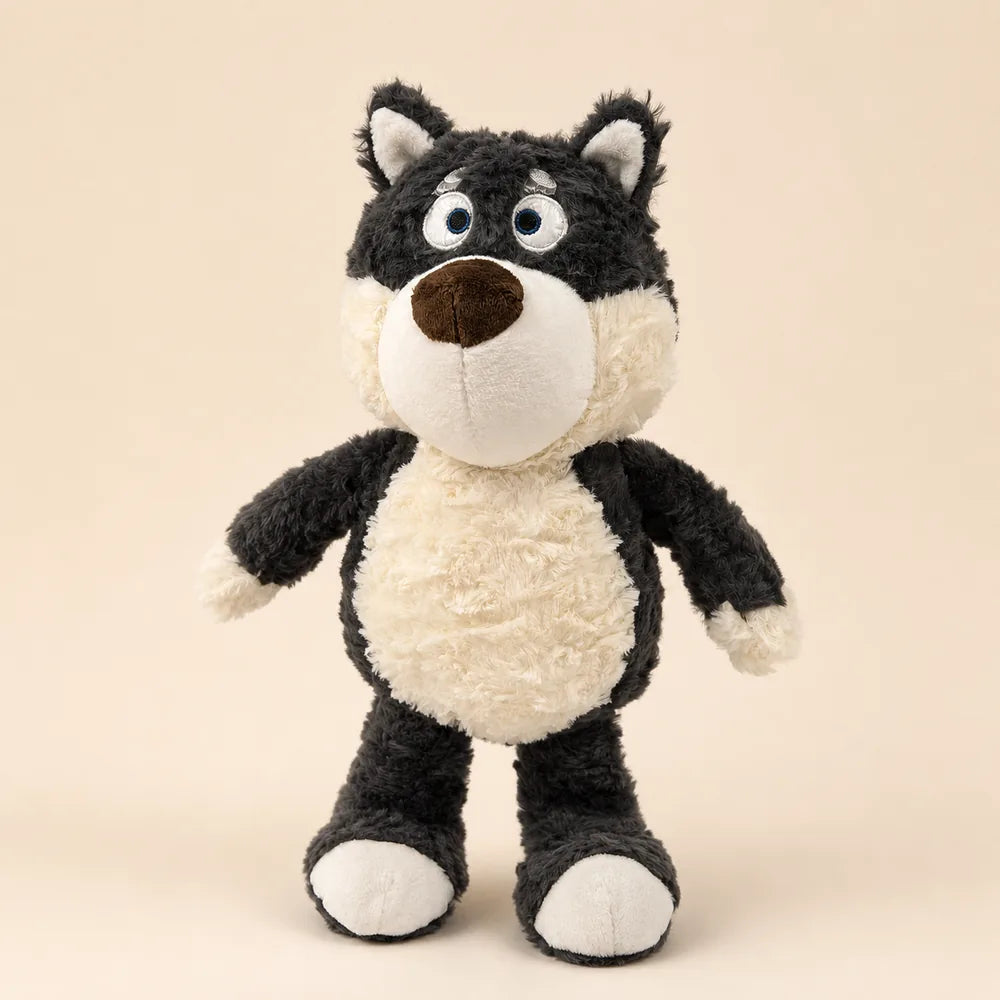 Black Cream Husky Plush Standing Front Stuffed Animal