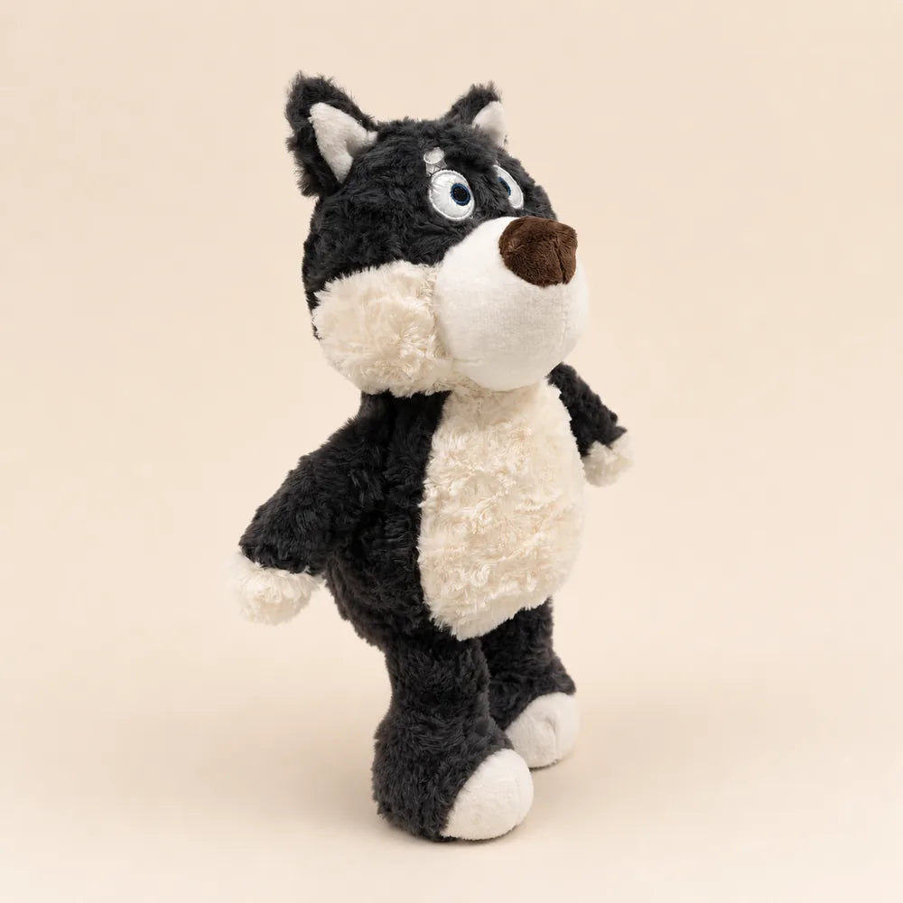 Black Cream Husky Plush Standing Side Stuffed Animal