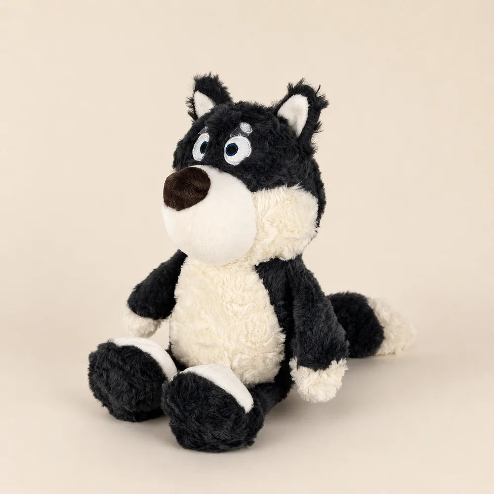 Black Cream Husky Plush Three Quarter View Stuffed Animal
