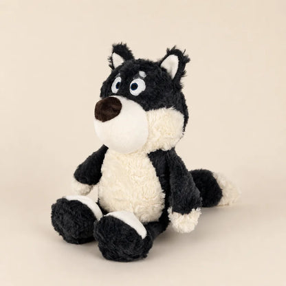Black Cream Husky Plush Three Quarter View Stuffed Animal