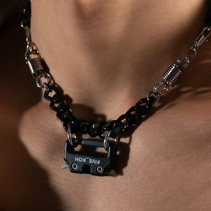 Punk Techwear Buckle Pendant Men's Choker