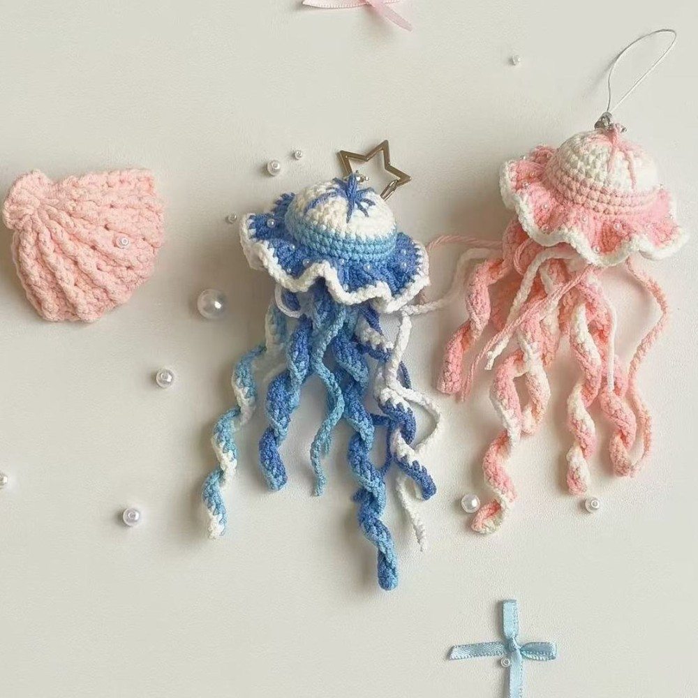 Jellyfish Pendants with Seashell Crochet DIY Kit
