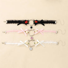Cat Head Rose Diamond Heart Choker Lace