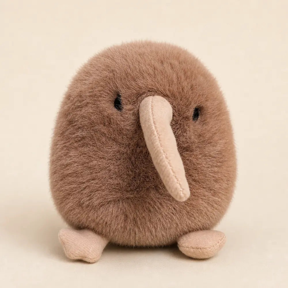 Brown Kiwi Bird Plush Face Detail