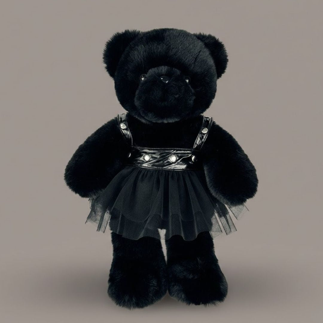 Goth Lace Dress Black Bear Stuffed Animal
