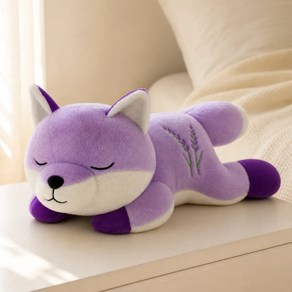 Lavender Sleepy Fox Plush on Bedside Table