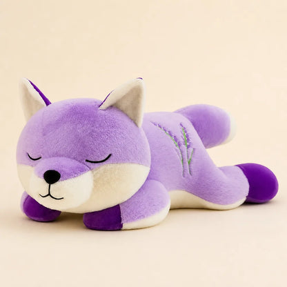 Lavender Sleepy Fox Plush Front Studio