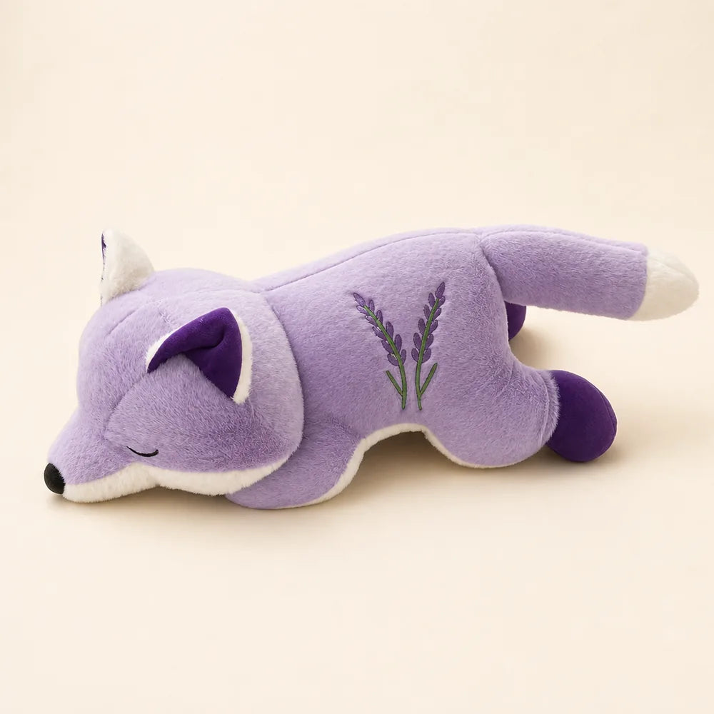 Lavender Sleepy Fox Plush Long Side Studio