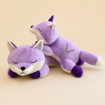 Lavender Sleepy Fox Plush Pair Studio