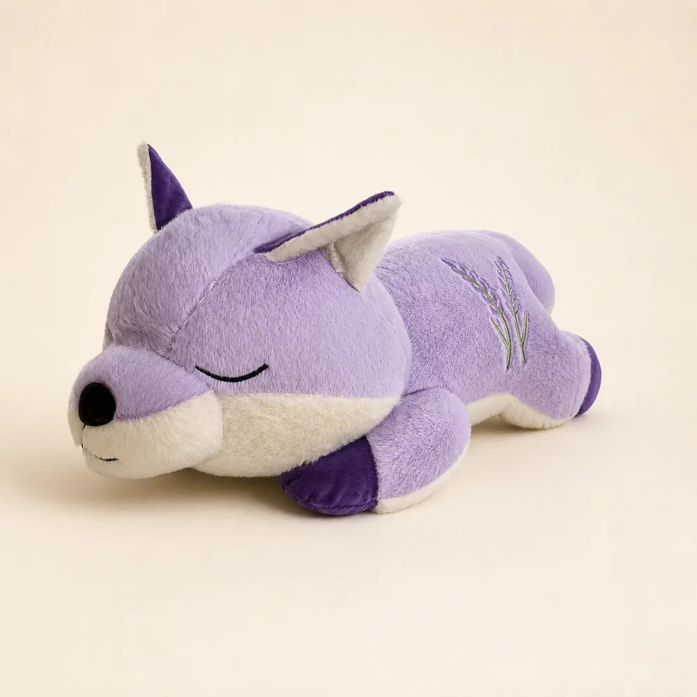Lavender Sleepy Fox Plush Side Studio