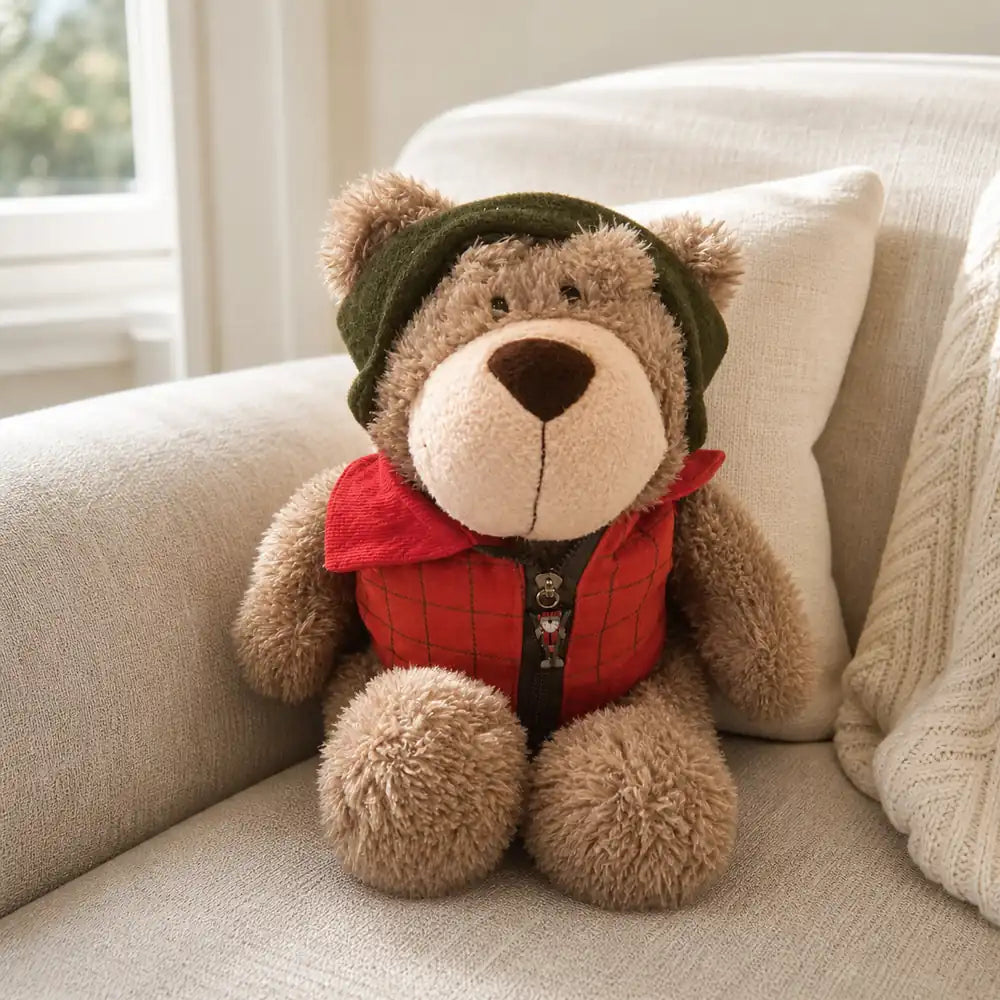 Adventure Bear Plush Stuffed Animal - Brown Bear on Sofa