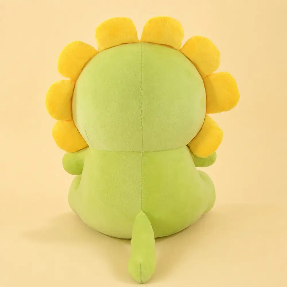 Green Lion Cat Plush Back View on Butter Yellow Background