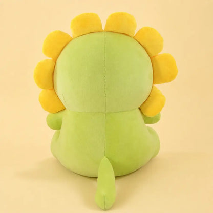 Green Lion Cat Plush Back View on Butter Yellow Background