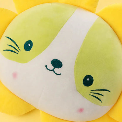 Green Lion Cat Plush Soft Embroidered Face Detail