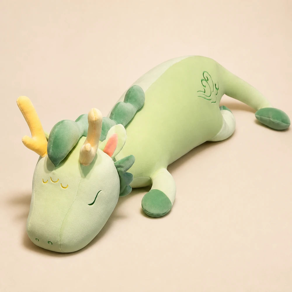 Mint Green Lovely Herbivore Dragon Plush on a Beige Studio Background