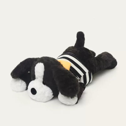 Lying Black and White Puppy Stuffed Animal
