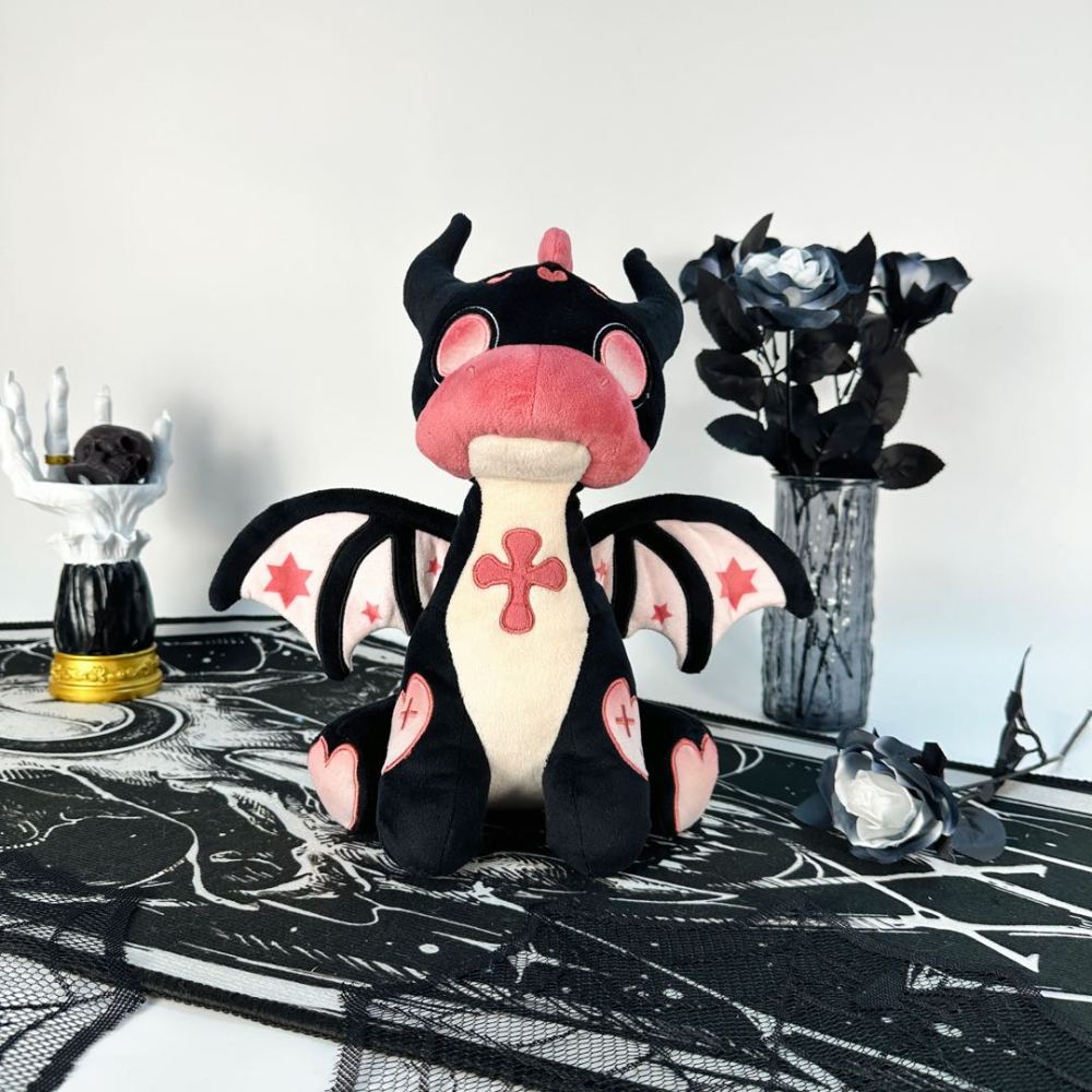 Goth Style Magical Fire Dragon Stuffed Toy