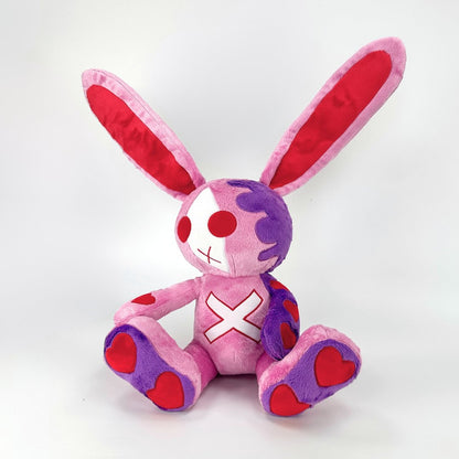 Emo, Pink, Purple, and Bunny stuffed animals