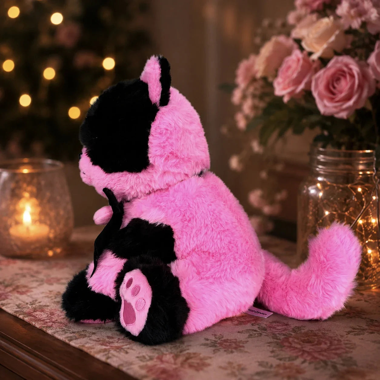 Noirberry Black and Pink Cat Stuffed Animal