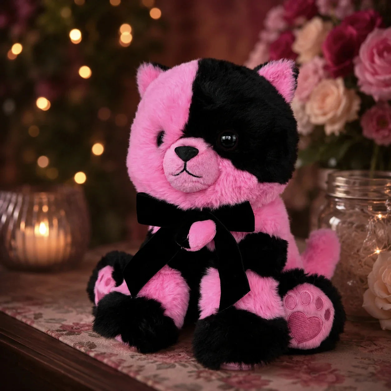 Noirberry Black and Pink Cat Stuffed Animal