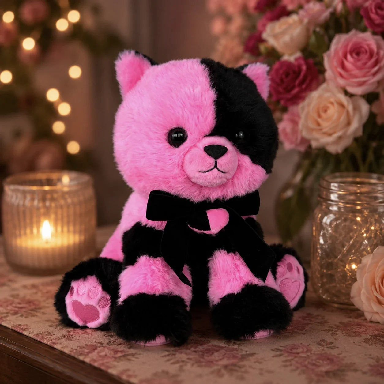 Noirberry Black and Pink Cat Stuffed Animal