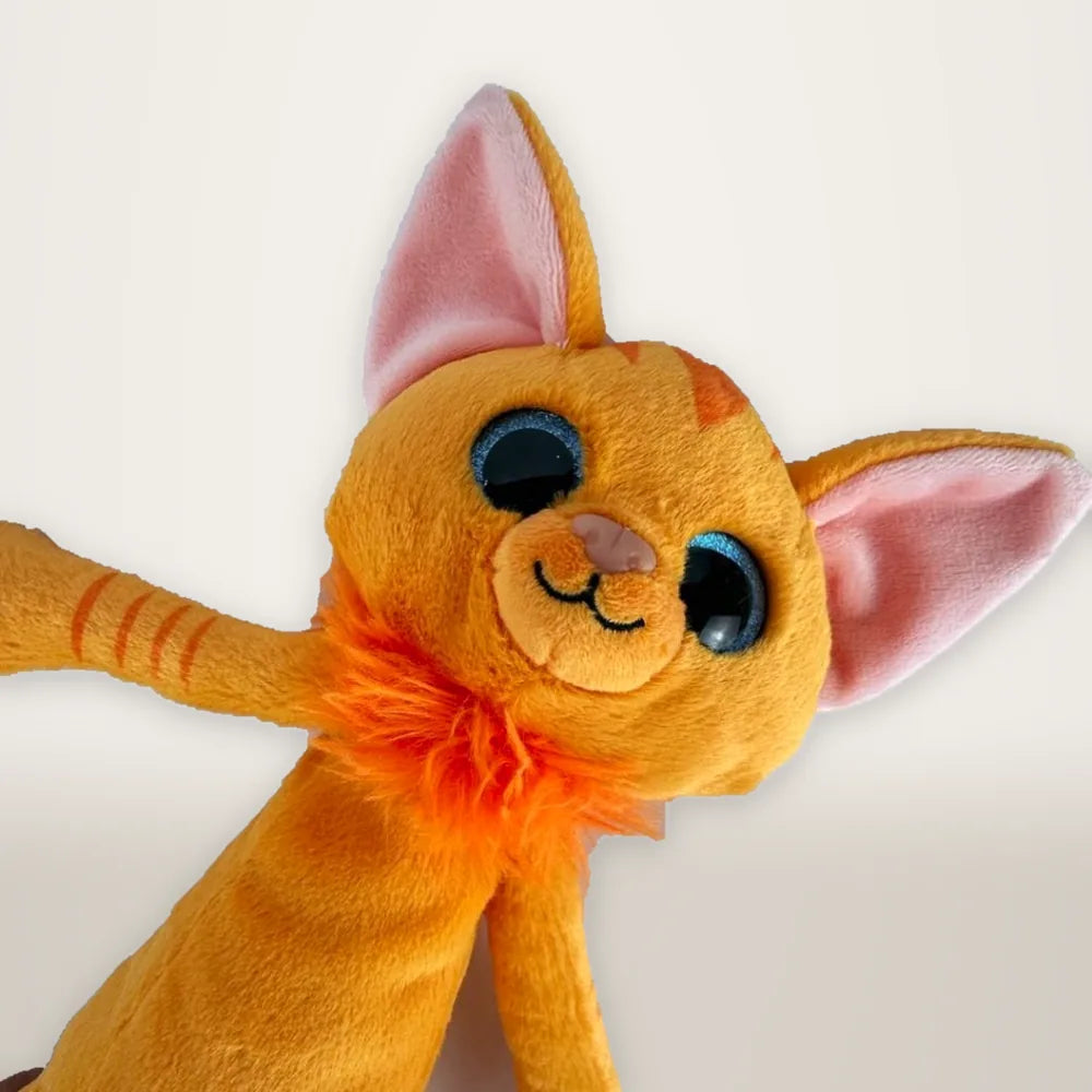 Orange Glitter Eye Cat Face Stuffed Animal