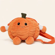 Orange Pumpkin Plush Crossbody Bag on Warm Ivory Background