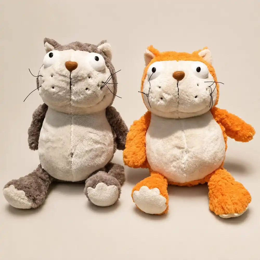 Gray and Orange Otter Plush Stuffed Animals Front View