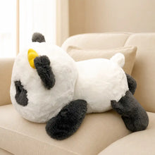 Flower Panda Plush Pillow on a Cream Sofa