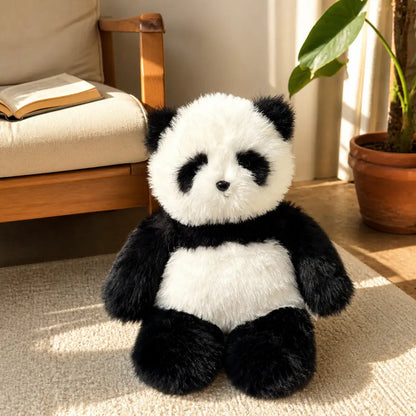 Giant Fuzzy Panda Plush in a Reading Corner