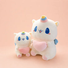 Pastel Heart Unicorn Plush in 35cm and 45cm Sizes on Blush Pink Background