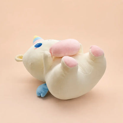 Pastel Heart Unicorn Plush Playful Reclined View